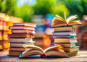 Fototapeta premium Tilt-Shift Photography of Open Books and Typography Representing Logos Definition in English Literature