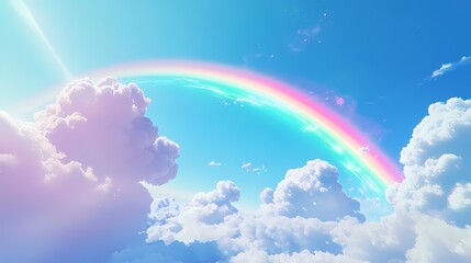 digital technology rainbow sky clouds illustration poster background