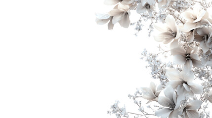 Blooming flowers on a white isolated background.