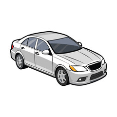 High Quality Sedan Car Vector Illustration Design on Clean White Background 
