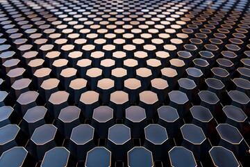 Fototapeta premium Abstract hexagonal grid pattern with black and gold accents