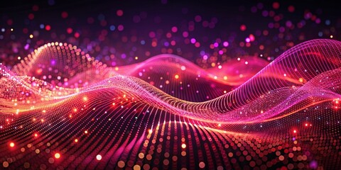 Abstract Wavy Pattern of Red and Pink Lights with Bokeh Effect