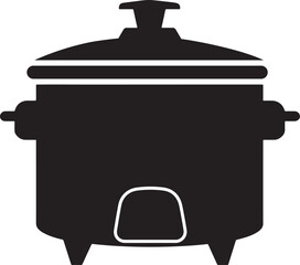 Rice cooker black silhouette vector illustration