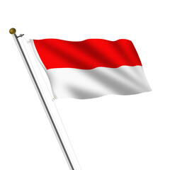 Monaco flagpole 3d illustration with clipping path