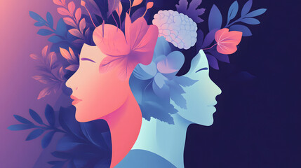 silhouette of a woman with flowers