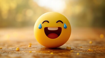Yellow Emoticon Weeping With Laughter A Digital Rendering
