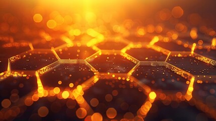 Abstract orange hexagonal pattern.