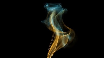 Obraz premium Abstract Gold And Blue Smoke Swirls Against Black Background