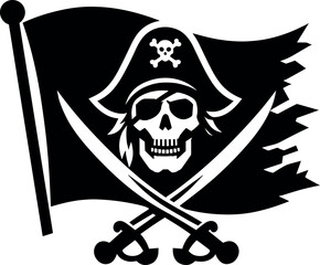 Pirate Flag Vector Black Silhouette Cricut Design for T-Shirt