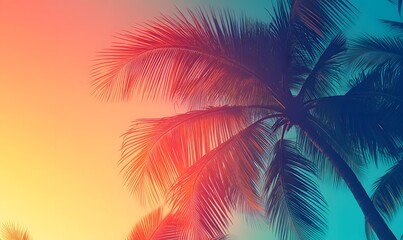 Design a vibrant abstract vector background with multicolored palm tree shadows that create a lively