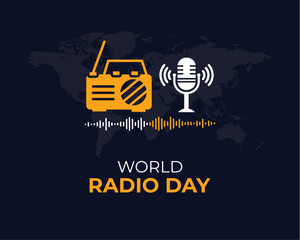 World Radio Day. 13 February. Holiday concept. template for background with banner, poster and card. Vector illustration.	