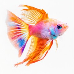 Vibrant Tropical Fish Swimming Gracefully with Flowing Fins and Colorful Patterns Against a Clean Background for Artistic and Nature Photography
