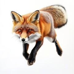 Fototapeta premium Captivating Image of a Curious Red Fox with Vibrant Fur and a Bushy Tail, Perfect for Nature Lovers and Wildlife Enthusiasts Looking for Stunning Animal Photography