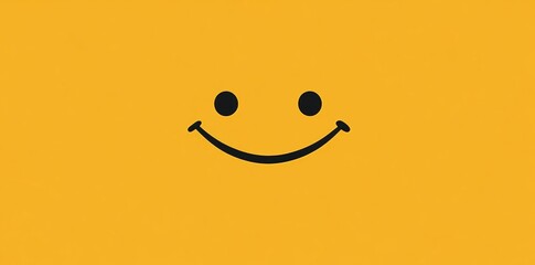 Simple Black Smiley Face On Yellow Background