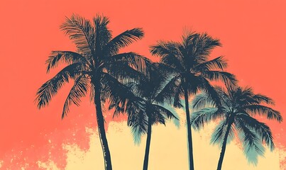 Obraz premium Minimalist Palm Silhouettes, Design a minimalist vector illustration with subtle