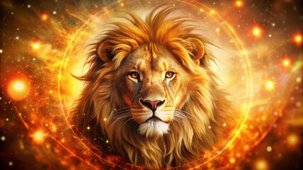 Vibrant Bokeh Background Representing the Leo Zodiac Sign with Fiery Colors and Celestial Elements for Astrological Themes and Spirituality