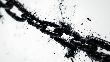 Shattered chains, symbolizing breaking free on a white background png