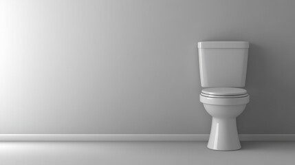 Modern Minimalist Bathroom Interior Featuring a Clean White Toilet Against a Soft Gray Wall, Ideal for Home Decor and Renovation Projects