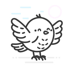 Fototapeta premium Bird singing perched chirping joyful morning line art vector illustration