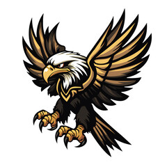 Fototapeta premium Powerful Bald Eagle Wings Spread transparent png