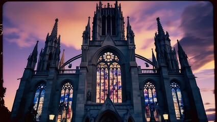 Fototapeta premium Fantasy Gothic Cathedral at Twilight