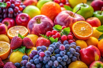 Vibrant Macro Photography of Fresh Fruits Symbolizing the Fruits of the Spirit, Perfect for Nature-Inspired Wallpaper and Spiritual Reflections in Daily Life