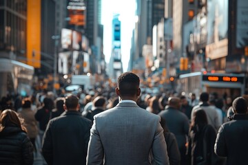 NYC Businessman Anonymous in Blurred City Commotion