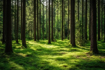 Fototapeta premium Lush Pine Forest and Financial Discussions