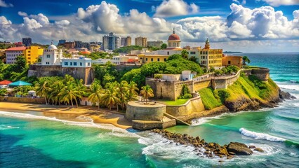 Vibrant Puerto Rico Landscapes: Lush Tropical Scenery, Crystal Clear Waters, and Historic Architecture Captured in Stunning High Depth of Field Photography