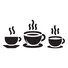 Coffee cup set silhouette icon and tea cup logo, symbols vector illustration image template.eps 10.	
