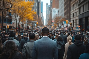 Obraz premium NYC Fall Foliage Anonymous Businessman, Rush Hour Blur