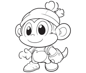 Obraz premium Baby cartoon monkey isolated on white background