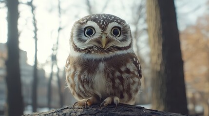 Adorable Elf Owl Perched on Branch in Forest Wildlife Photography