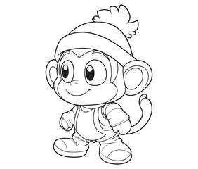 Baby cartoon monkey isolated on white background