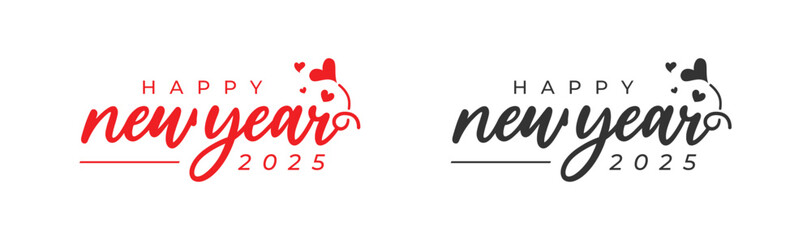 Happy New Year 2025, 2025 Love Logo Design. 2025 Happy New Year Logo vector design.