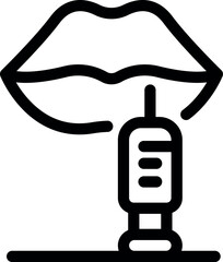 Syringe injecting filler, enhancing lip volume for cosmetic purposes