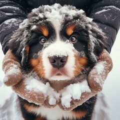 Bernese Mountain Dog Puppy in Snow