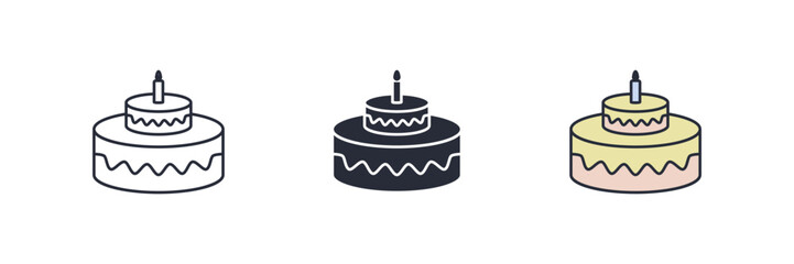 birthday cake icon. birthday cake Symbol sign for mobile concept and web design. Vector icon, Logo illustration, Vector graphics
