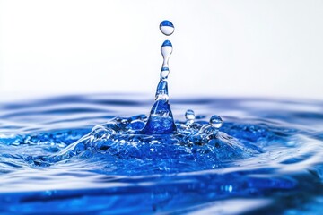 Mesmerizing Macro Shot Water Drop in Blue on White