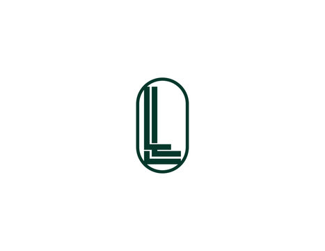 Triple lll dark green logo design vector on white background.  LLL unique design