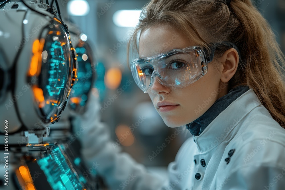 Poster AI-powered tech engineers working on automated systems,