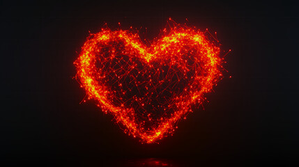Fototapeta premium Heart icon made of glowing threads, representing love and connection 