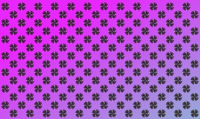 Circles with a swirling pattern are arranged in rows in a linear order. Background image.
Identical circular patterns are arranged in rows across the entire field of the drawing on a pink and lilac ba