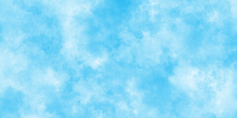 Creative vintage light sky blue background with various clouds and fogg, Watercolor stain with clouds, gradient light sky blue shades grunge cloudy watercolor background on white paper texture,