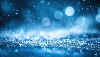 Dreamy Winter Wonderland: Blurred Abstract Scene With Glistening Snow Particles, Soft Glowing Light Flares, Cold Blue Hues, Frozen Sparkle.