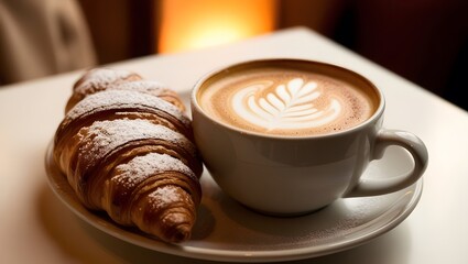 cup of coffee and croissant