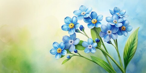 Watercolor Wildflower Myosotis Arvensis - Beautiful Blue Flower Isolated with Copy Space for Nature and Floral Designs