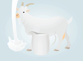 White goat isolated. vector illustration