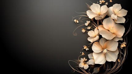 Glowing floral patterns on a black background, artistic glowtime, modern and elegant design
