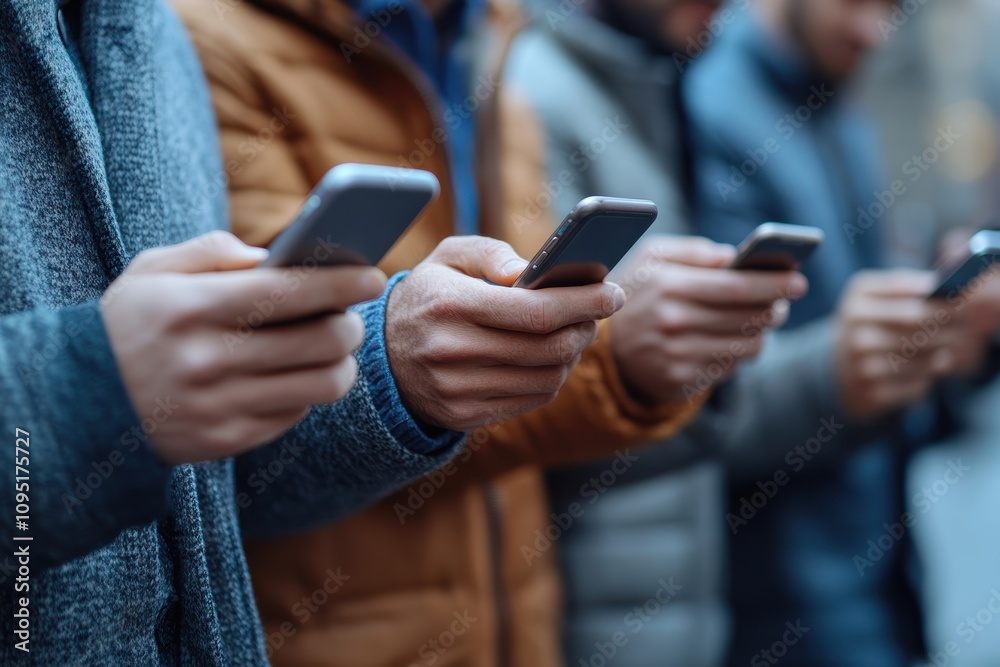 Poster public sector workers using smartphones to access real-time data,